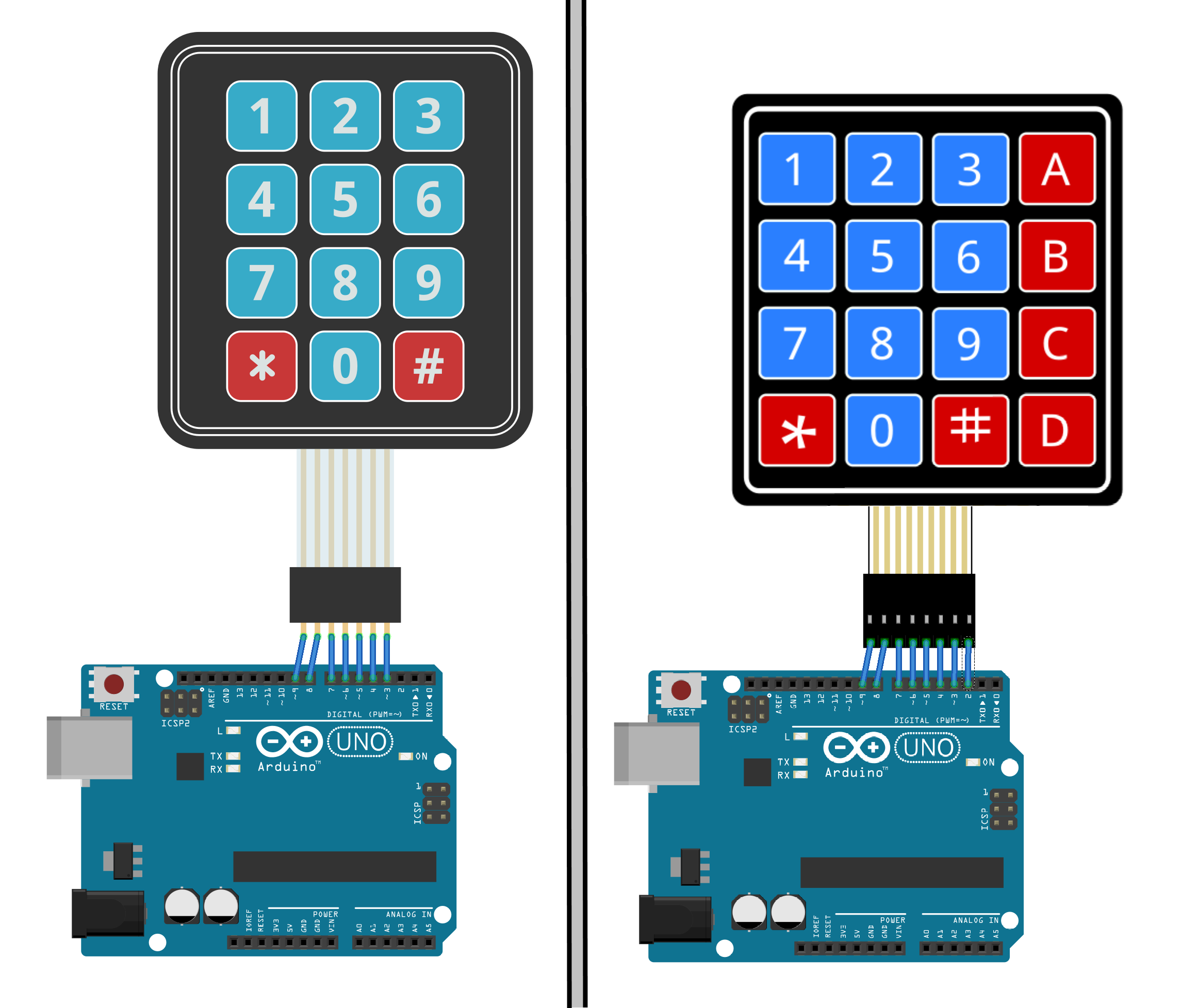 Wiring to Arduino for the two different keypads Image