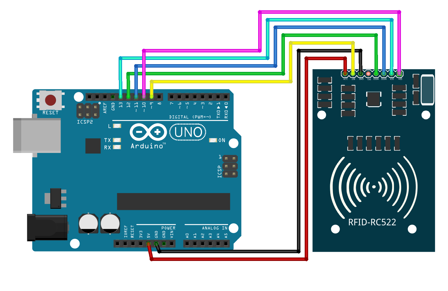 Image of the RFID module wiring with Arduino UNO